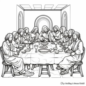Last Supper: Passover Meal Styled Coloring Pages 4