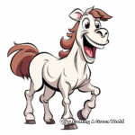 Dibujos animados de caballos risueños y alegres para colorear 1
