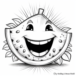 Laughing Watermelon Slice Coloring Pages 4