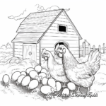 Laying Hens in Barnyard Scene Coloring Pages 4