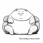 Lazy Fat Cat Lounging Coloring Pages 1