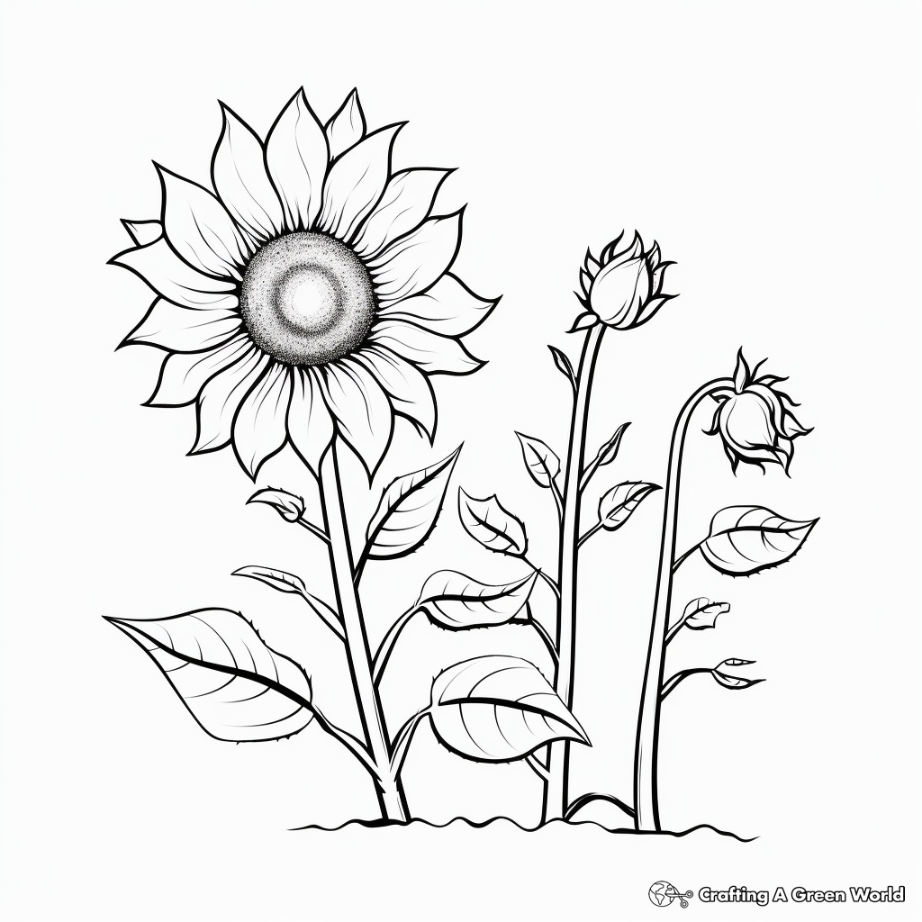 Life Cycle of a Sunflower Coloring Pages 1