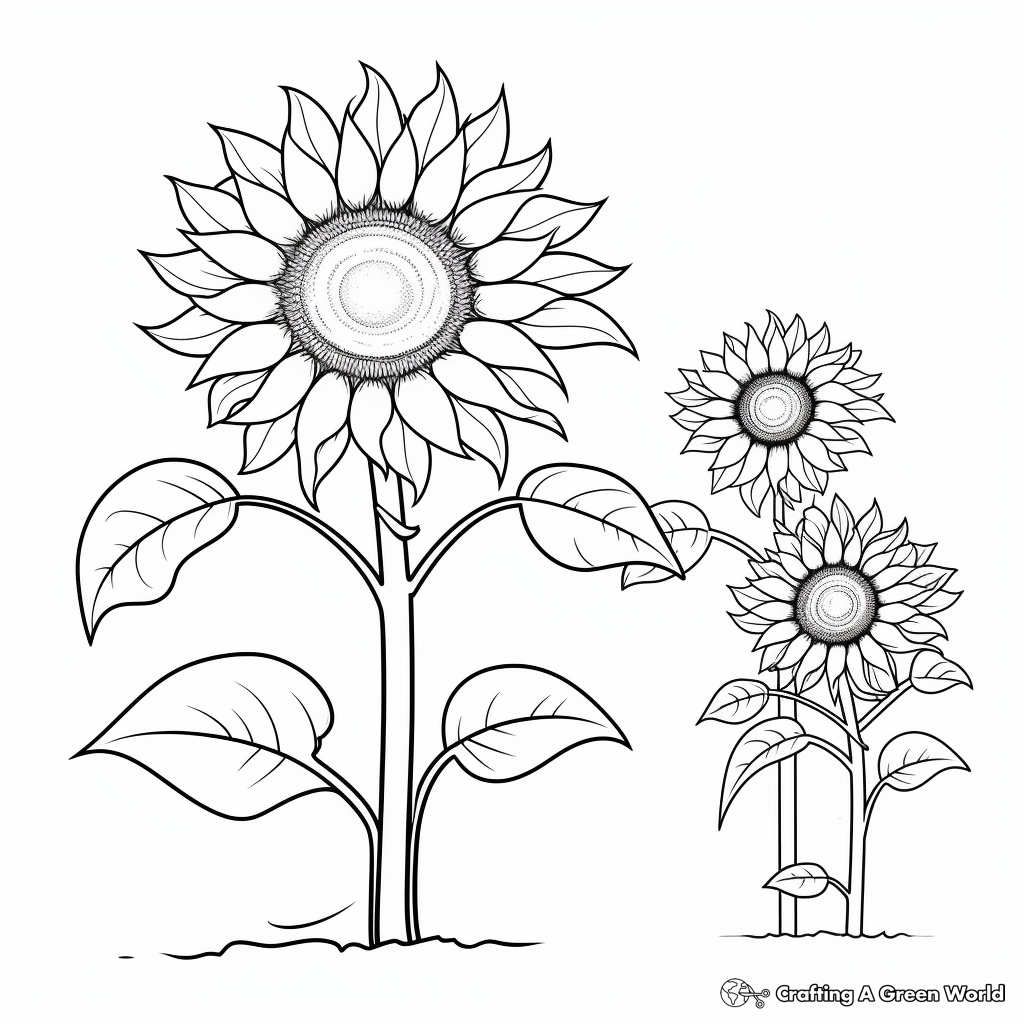Life Cycle of a Sunflower Coloring Pages 2