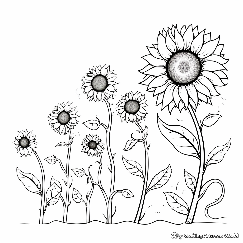 Life Cycle of a Sunflower Coloring Pages 3