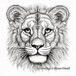 Lion's Pride: Realistic Lion Face Coloring Pages 1