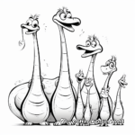 Long Neck Dinosaur Family Coloring Pages: Parents and Kids 1