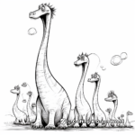 Long Neck Dinosaur Family Coloring Pages: Parents and Kids 3