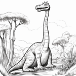 Long Neck Dinosaurs in the Wild: Jungle-Scene Coloring Pages 1