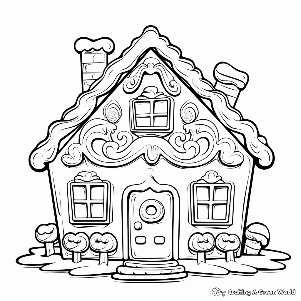 Lovable Gingerbread House Coloring Pages 1