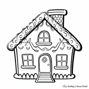 Lovable Gingerbread House Coloring Pages 2