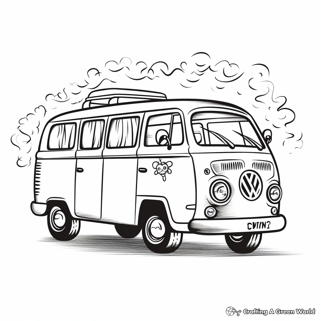 Love and Peace Hippie Van Coloring Pages 2