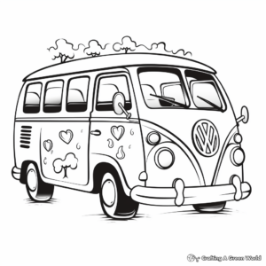 Love and Peace Hippie Van Coloring Pages 3