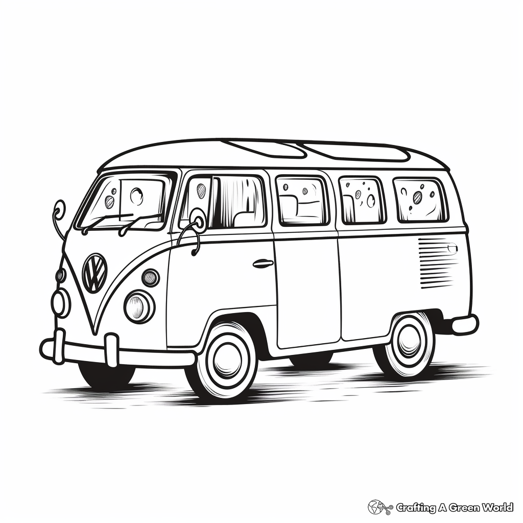 Love and Peace Hippie Van Coloring Pages 4