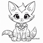 Lovely Calico Cat with Bow Coloring Pages 2