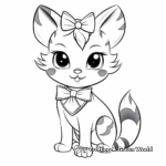 Lovely Calico Cat with Bow Coloring Pages 3