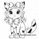 Lovely Calico Cat with Bow Coloring Pages 4