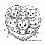 Lovely cat pack celebrating Valentine's Day Coloring Pages 1