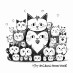 Lovely cat pack celebrating Valentine's Day Coloring Pages 3