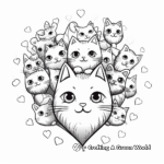 Lovely cat pack celebrating Valentine's Day Coloring Pages 4