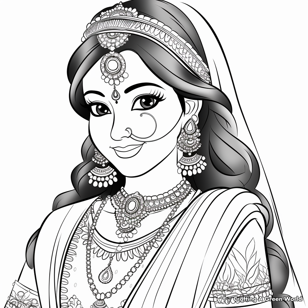 Lovely Indian Bride Coloring Pages 2
