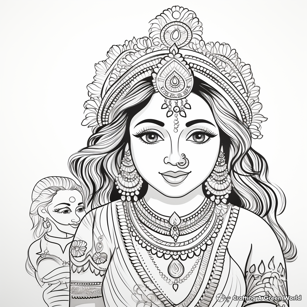 Lovely Indian Bride Coloring Pages 3