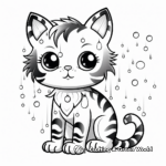 Lovely Rainbow Cat Under the Rain Coloring Page 3