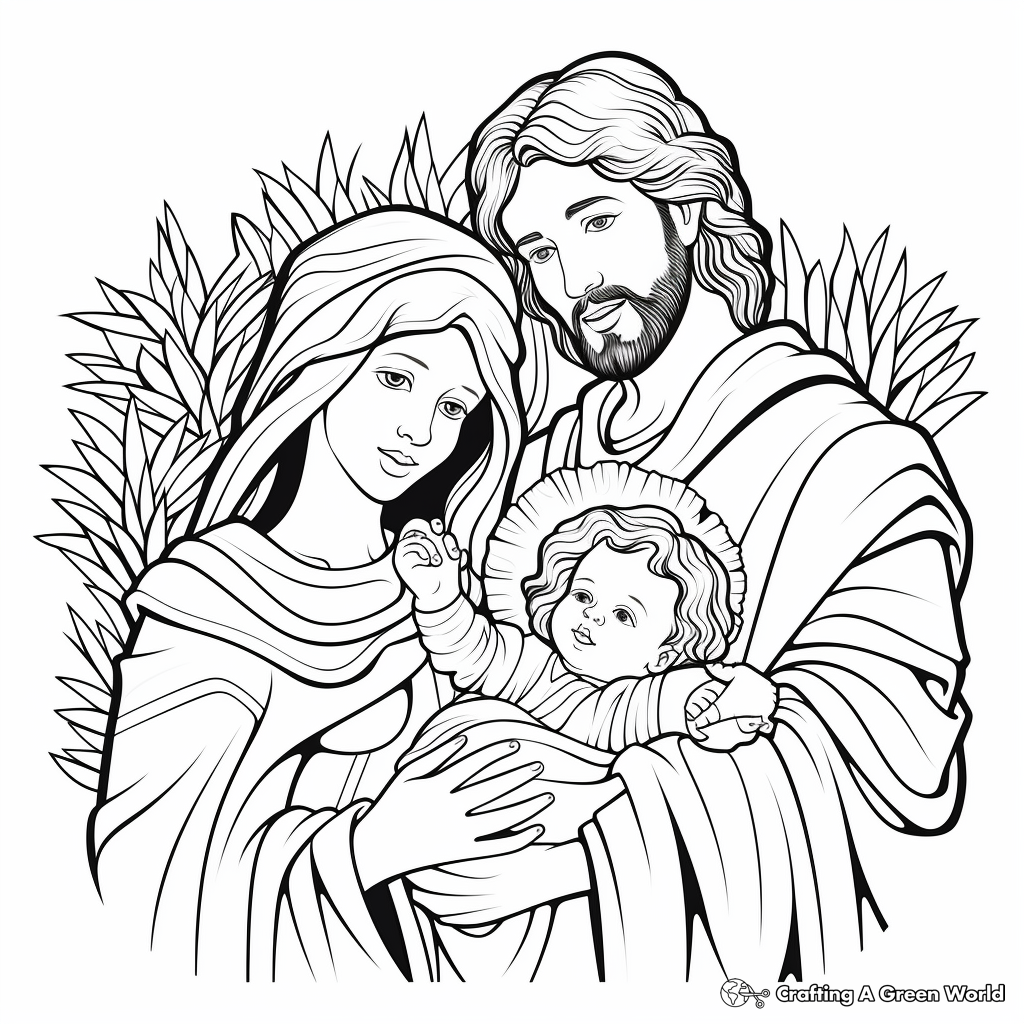 Loving Joseph and Baby Jesus Coloring Pages 1