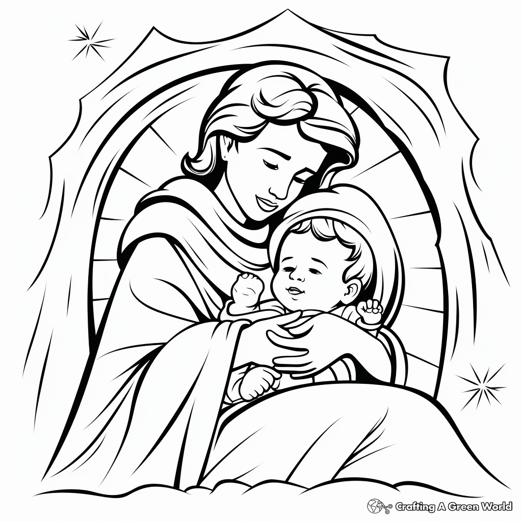 Loving Joseph and Baby Jesus Coloring Pages 2