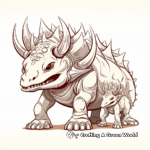 Loving Mother and Baby Triceratops Coloring Pages 1