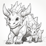 Loving Mother and Baby Triceratops Coloring Pages 4