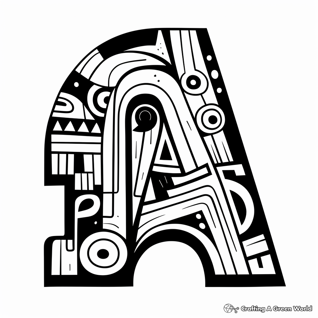 Lowercase A Abstract Shapes Coloring Pages 1