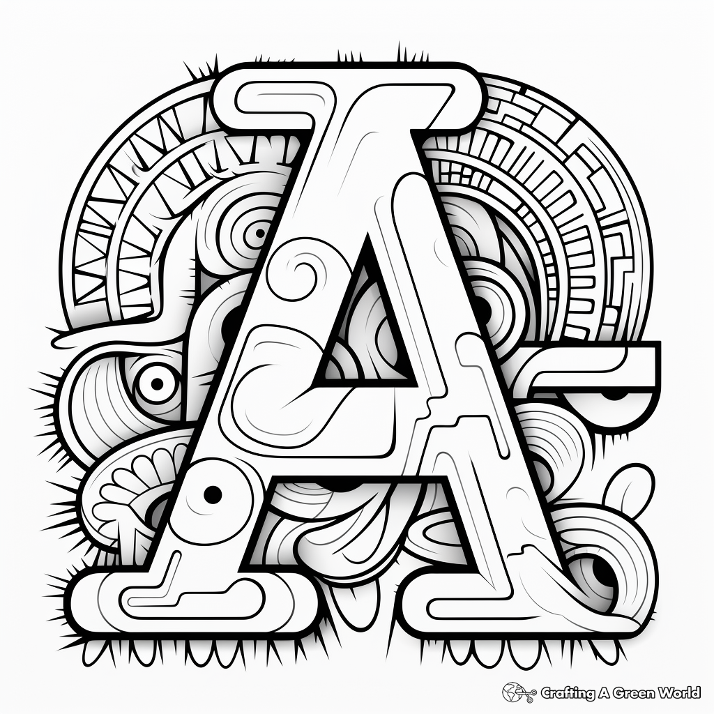 Lowercase A Abstract Shapes Coloring Pages 4