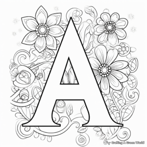 Lowercase A in Bright Patterns Coloring Pages 1