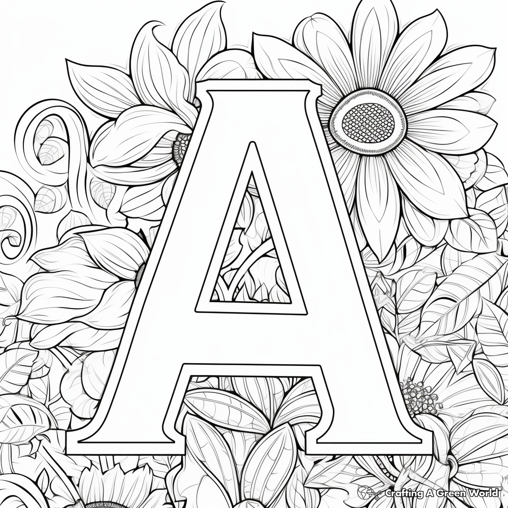 Lowercase A in Bright Patterns Coloring Pages 2