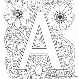 Lowercase A in Bright Patterns Coloring Pages 3