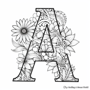 Lowercase A in Bright Patterns Coloring Pages 4