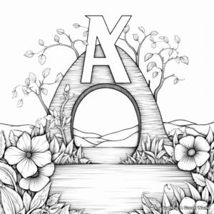 Lowercase A with Nature Scenes Coloring Pages 4