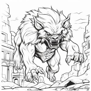 Macabre Werewolf Scary Halloween Coloring Sheets 2