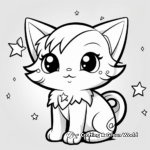 Magical Angel Cat and Stars Coloring Pages 4