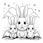 Magical Bunny Family Under the Rainbow Coloring Pages 2