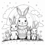 Magical Bunny Family Under the Rainbow Coloring Pages 3