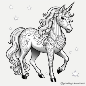 Magical Sparkly Unicorn Coloring Pages 1