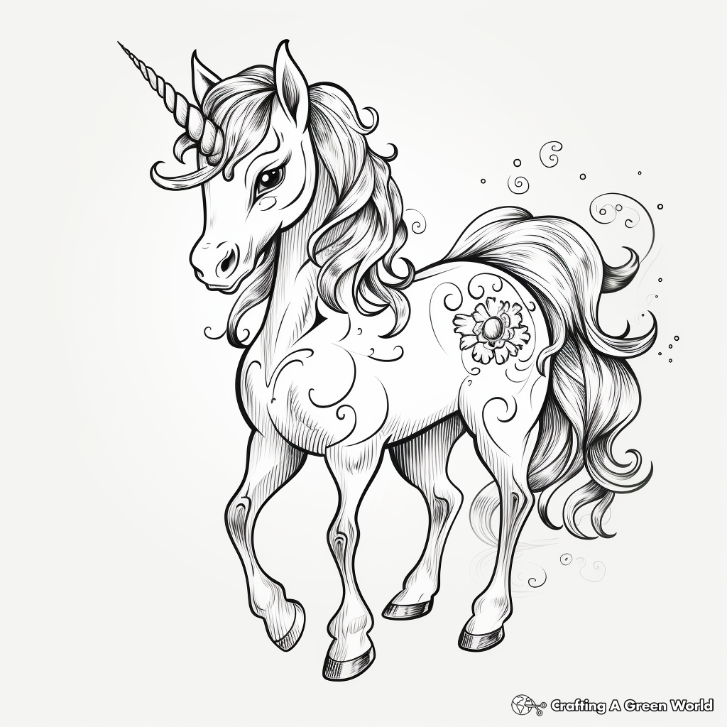 Magical Sparkly Unicorn Coloring Pages 2