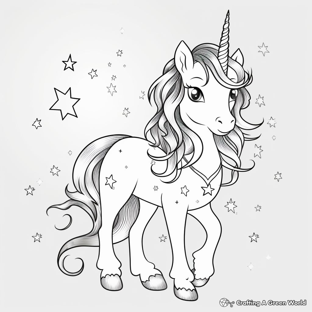 Magical Sparkly Unicorn Coloring Pages 3