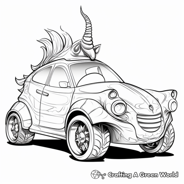 Unicorn Car Coloring Pages - Free & Printable!