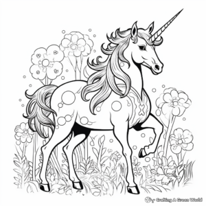 Magical Unicorn Vector Coloring Pages 1