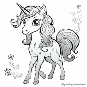 Magical Unicorn Vector Coloring Pages 4