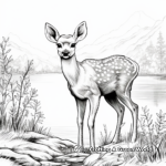 Majestic Baby Deer by the Lake Coloring Pages 2