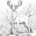 Majestic Big Buck with Blossoms Coloring Pages 2