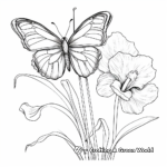 Majestic Blue Butterfly on an Iris Coloring Pages 2